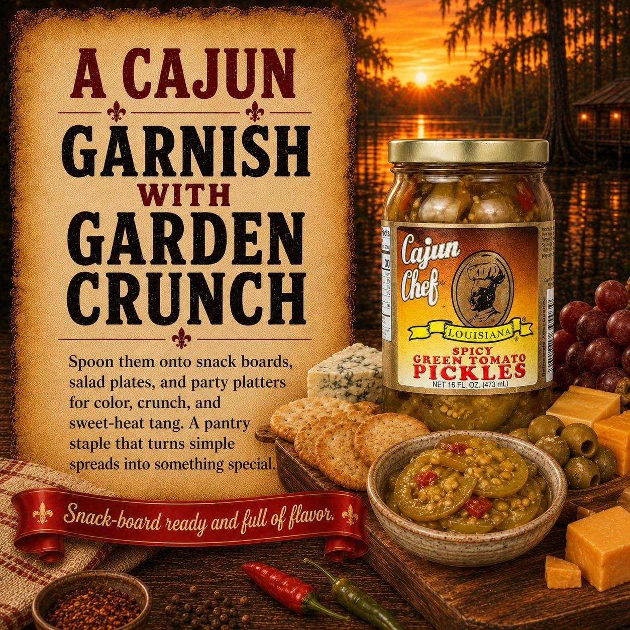 Cajun Chef Spicy Green Tomato Pickles 16oz | Creole.net