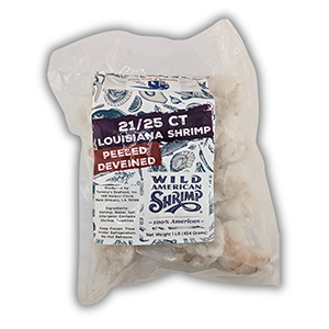 1lb BAG 21-25 IQF Peeled & Deveined Shrimp - By Creole Foods