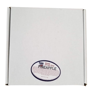 Poche's Sweet Dough Pineapple Pie, white box with a label featuring the product name and ingredients.