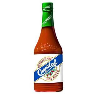 Crystal Hot Sauce 12oz, a bottle of hot sauce with a green cap and a label featuring the Crystal logo and a blue and white design.