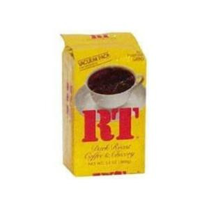 RT Coffee Dark Roast C&C Reg 13oz, a yellow package of dark roast coffee with a cup of brewed coffee image on the front.