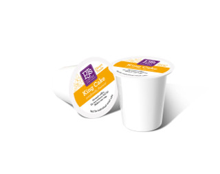 PJ's Coffee King Cake Single Serve Cups, 12 count, coffee pods with King Cake flavor featuring purple, yellow, and white packaging design.