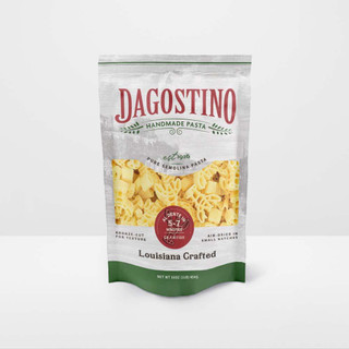 D'Agostino Crawfish Shaped Pasta, a bag of Louisiana crafted pasta shaped like crawfish for authentic flavor.