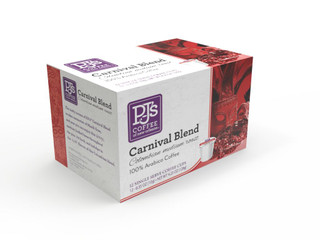 PJ's Coffee PJ's Carnival Blend Single Serve Cups, box of 12 cups of coffee.