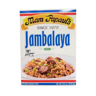 Mam Papaul's Jambalaya Mix 8.0oz, box of traditional Louisiana-style rice and seasoning mix with an image of cooked jambalaya on the packaging.