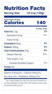 Blue Runner Dry Pinto Beans 1lb, image showing a nutrition facts label with nutritional information.