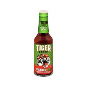 Try Me Tiger Habanero Lime Sauce 10 oz, a hot sauce bottle with a green label and an image of a tiger, designed for spicy flavor and citrus zest.