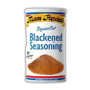 Mam PaPaul Bywater Blackened Seasoning 5oz, image of the seasoning container with a label showing the product name and a picture of ground seasoning.