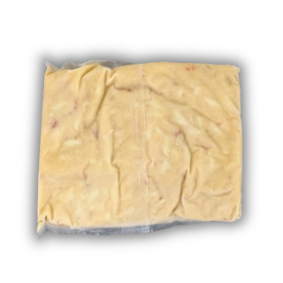 Carnival Crawfish Macaroni & Cheese 4lb, frozen creamy crawfish mac and cheese in vacuum-sealed bag.