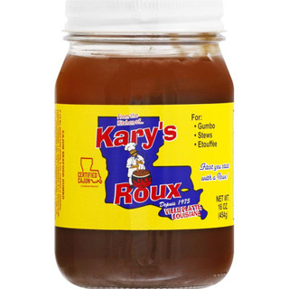 Kary's Roux, Dark Roux 16oz jar for gumbo, stews, and étouffée.