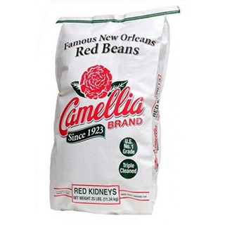 Camellia Red Kidney Beans, white bag packaging with red and green accents, featuring the brand logo and product details.