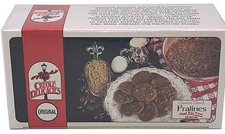 Creole Delicacies Pralinettes, box of traditional Haitian sweet pralines with decorative and packaging design.