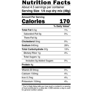 Ragin Cajun Rice Dressing 8oz, nutrition facts label showing calorie content and nutritional information.