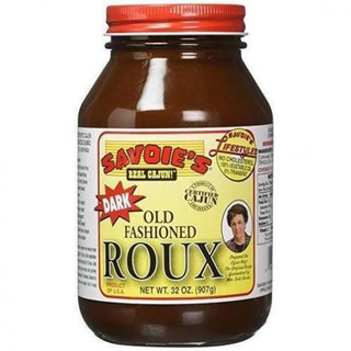 Savoie's Dark Roux 32oz 2 Pack, jar of old fashioned dark roux sauce for cooking and recipes.