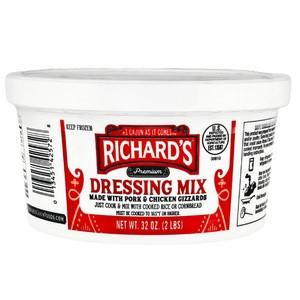Richards Dressing Mix, a 2lb container of seasoning mix for poultry and pork dishes.