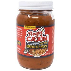 Ragin Cajun Creole Sauce 16oz, a jar of spicy Creole sauce with a red label and white lid.