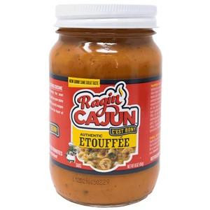 Ragin Cajun Etouffee Sauce 16oz, jar of authentic Cajun style etouffee sauce with a red label and white screw-on lid.