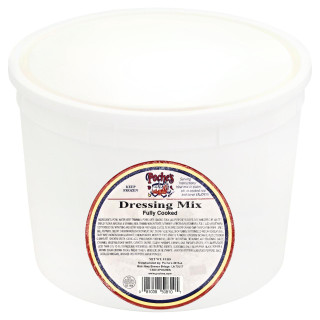 Poche's Poches Dressing Mix 128oz, white plastic container with a label showing product details and ingredients.