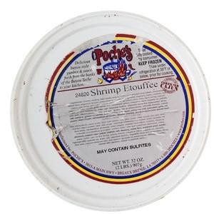 Poche's Poches Shrimp Etouffee 2lb, packaged product with label featuring brand and product information, rice not included.
