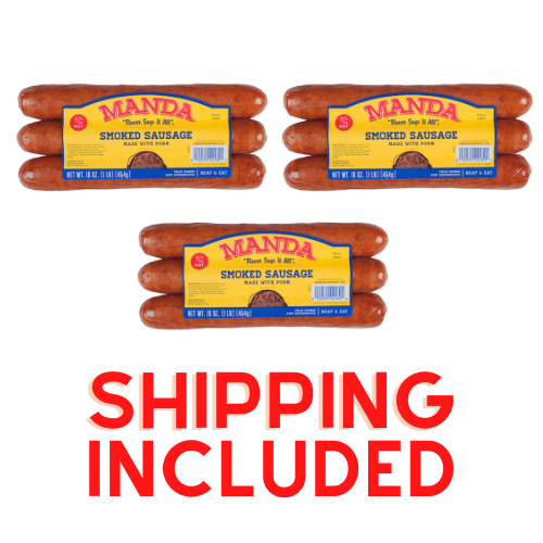 Manda Smoked Pork Hot Sausage Heaven (Pack of 3) - Shipping Included
