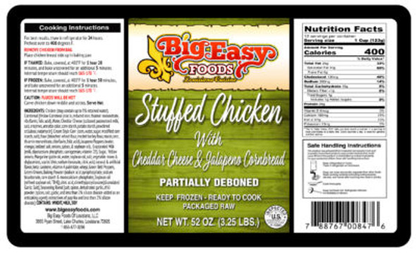 Big Easy Foods Chicken stuffed with Cheddar Cheese &  Jalapeno Cornbread