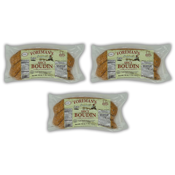 Foreman's Spicy Boudin (Pack of 3) - Shipping Included