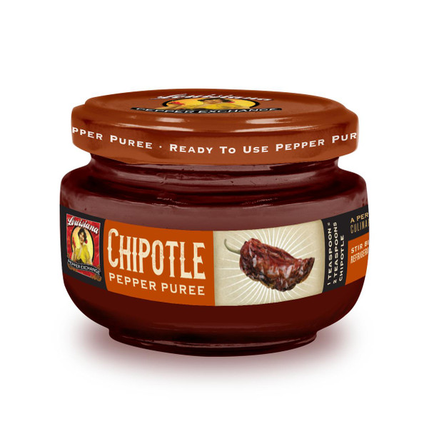 Chipotle Pepper Puree, 4oz Louisiana Pepper Exchange jar with label and lid