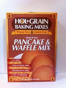 Conrad Rice Mill Hol Grain Pancake and Waffle Mix 16oz, box featuring the product name and an image of pancakes.