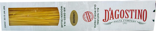 D'Agostino D'agostino Linguine Pasta, package of all-natural, hand-made Italian linguine in wooden cellophan packaging.