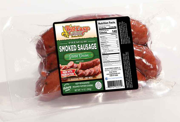 Big Easy Foods Pork Smoked Sausage with Green Onion 14oz