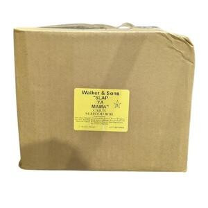 Slap Ya Mama Cajun Seafood Boil 25lb, large cardboard box with yellow label indicating the product name and details.