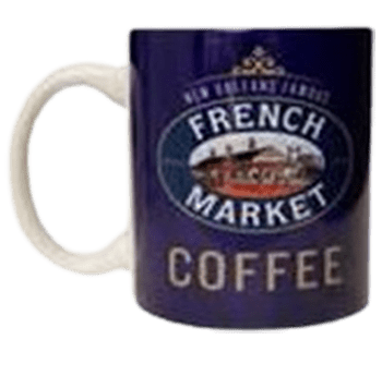 French Market Coffee Blue Ceramic Mug