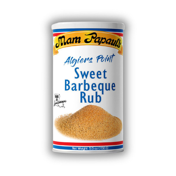 Mam Papaul's Mam PaPaul Algiers Point Sweet Barbecue Rub 5.5oz, product packaging with a white container and a label featuring the brand name and product details.
