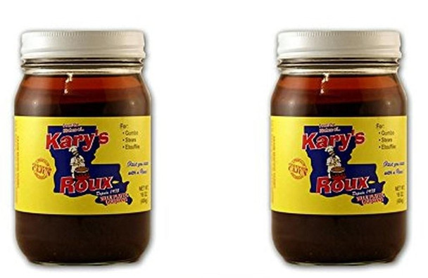 Kary's Roux, Dark Roux 32oz 2 Pack, jars of dark roux seasoning for cooking.