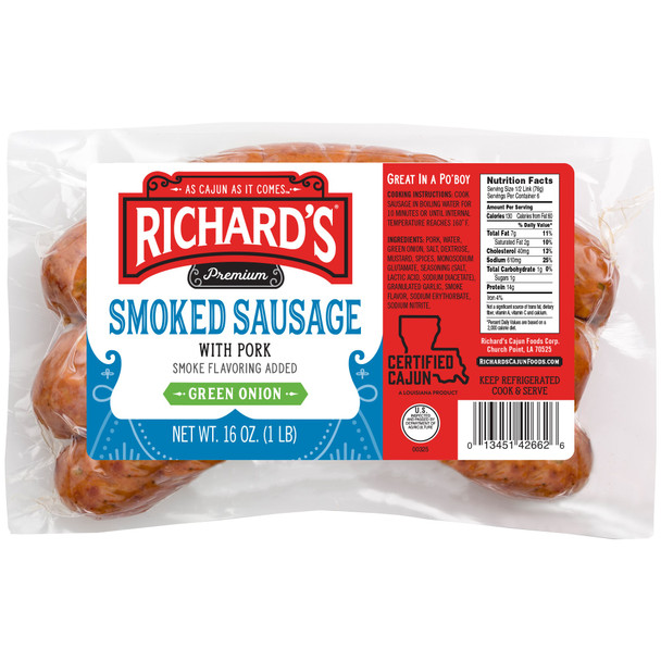 Richards Smoked  Pork & Green Onion Sausage 1lb