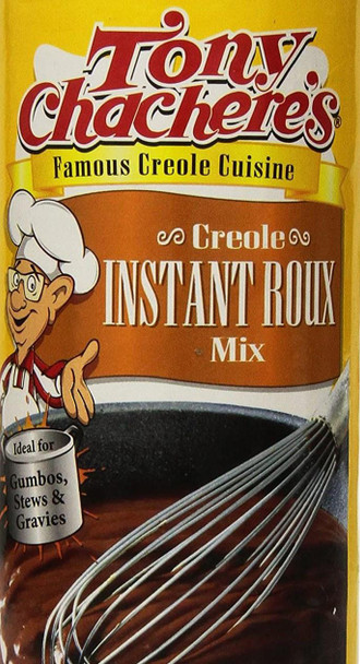 Tony Chachere's Instant Roux Mix 21oz, a packet of seasoning mix for Creole cuisine with a whisk and image of cook character on the packaging.