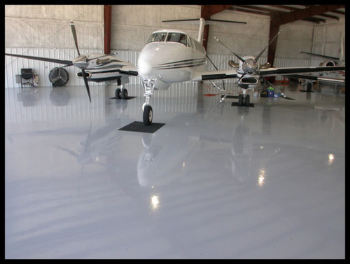 Commercial Epoxy Floor In Airplane Hangar