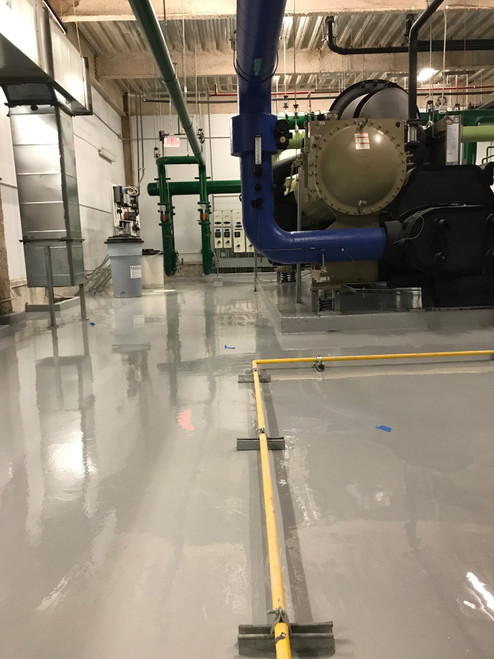 Mechanical equipment room epoxy flooring done with ArmorGarage Heavy Tonnage Epoxy