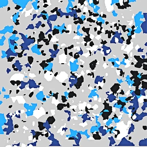 Armor Granite Pattern 8 — Light Gray epoxy with black, white, primary blue and powder blue flakes