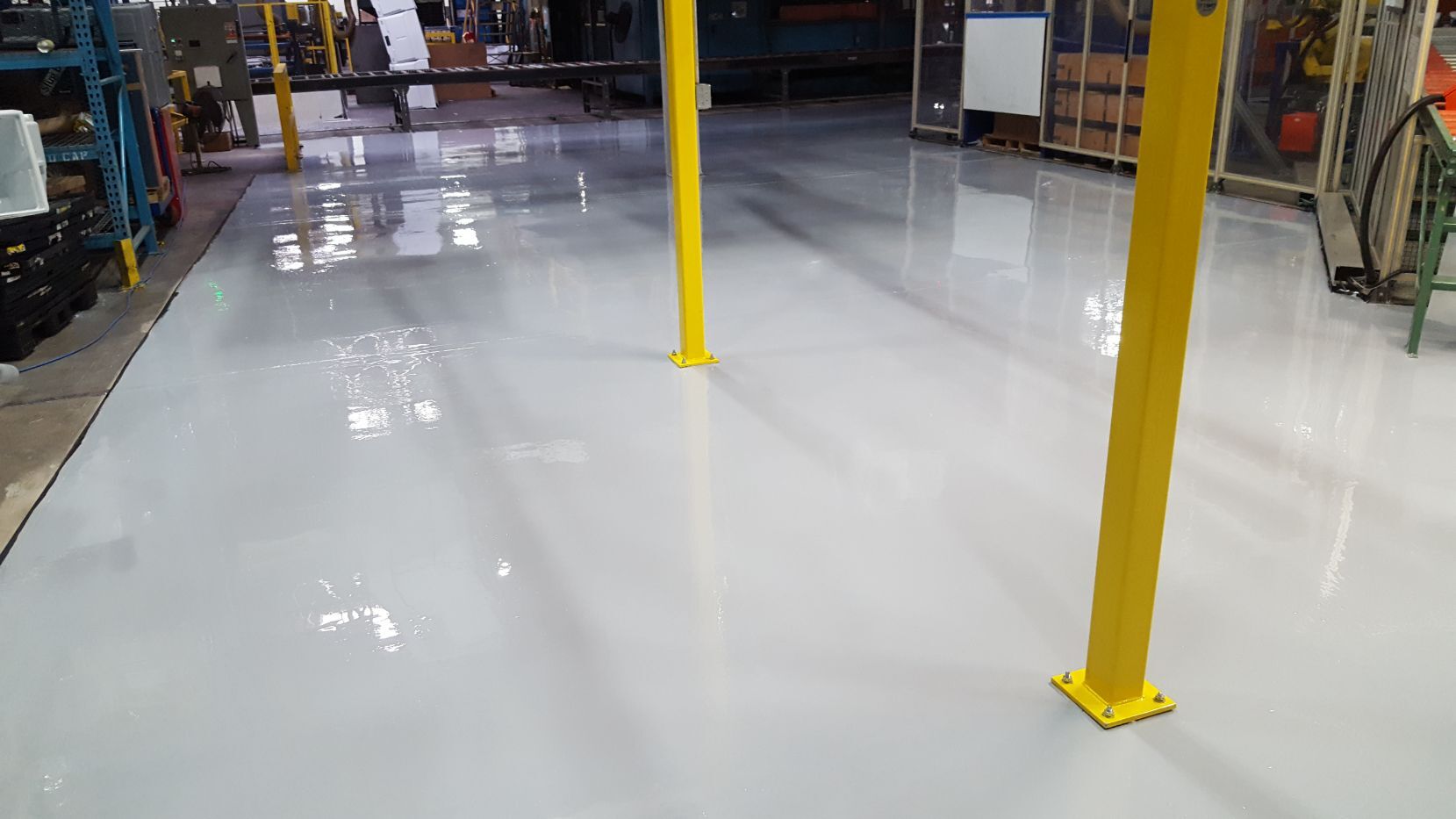 Maintenance Shop Floor Coated With Heavy Tonnage Epoxy System
