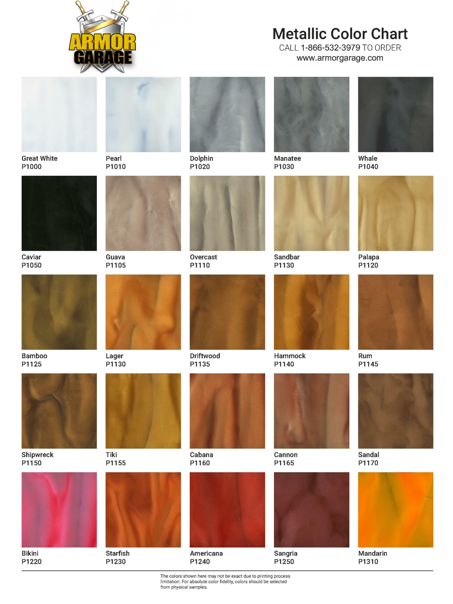 Metallic Color Chart