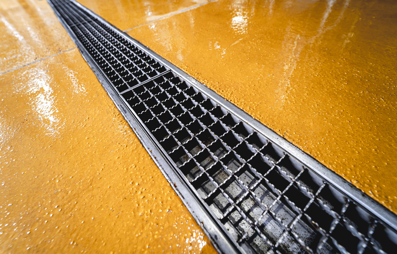 Urethane Cement Around Brewery Floor Trench Drain
