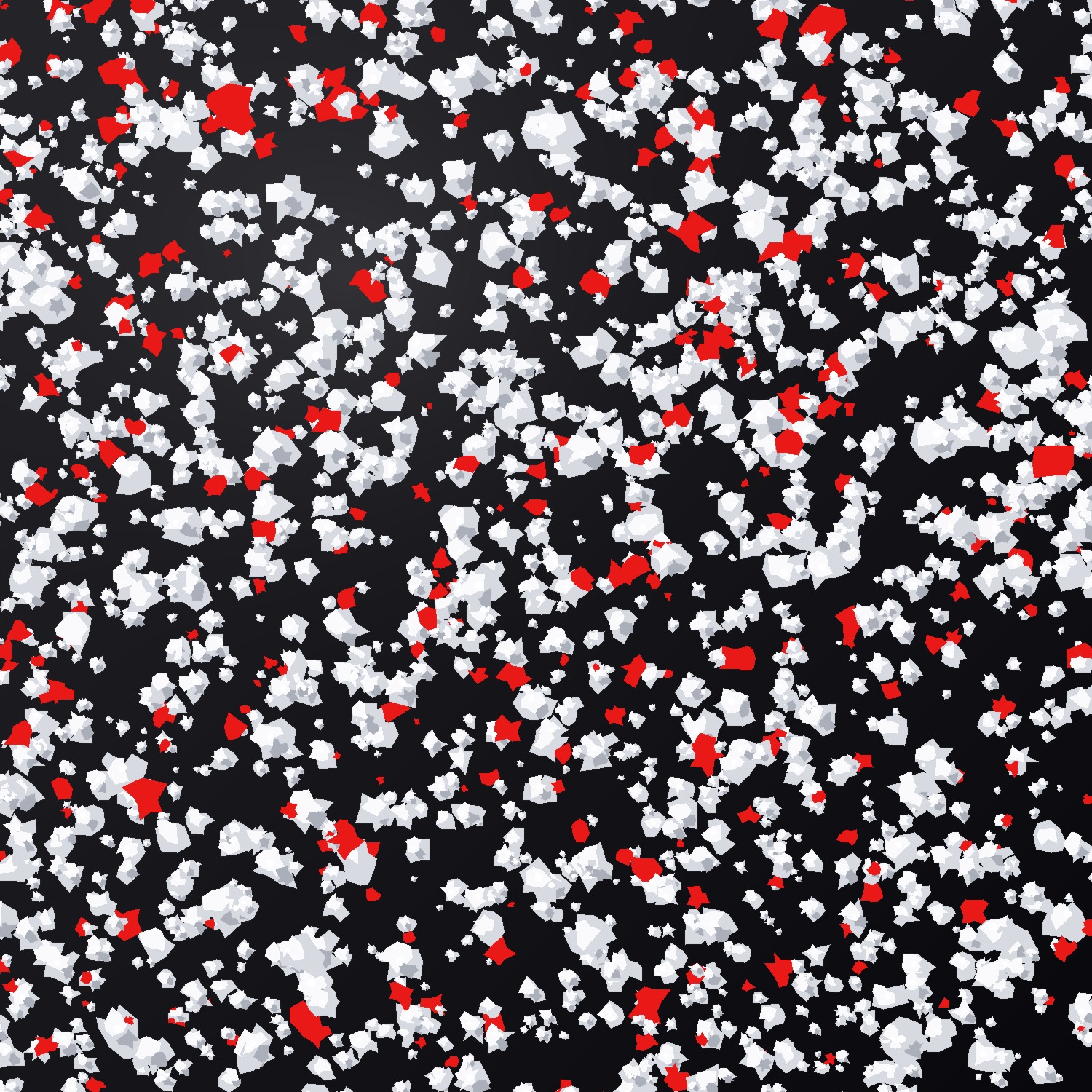 Black epoxy with Metallic Silver, White and Lipstick Red flake blend