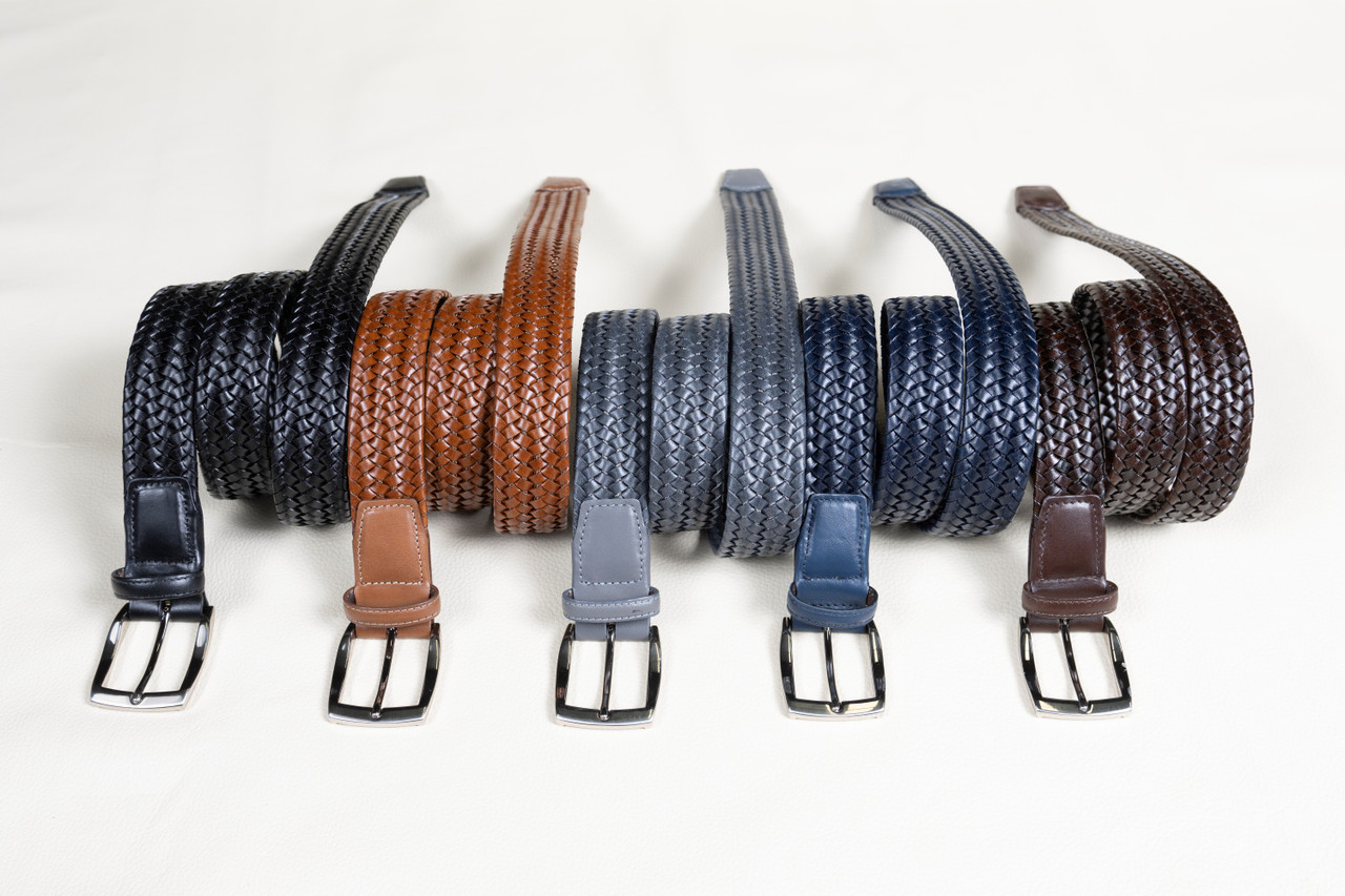 Torino Italian Braided Stretch Leather Cording Belts - Ted's Clothiers