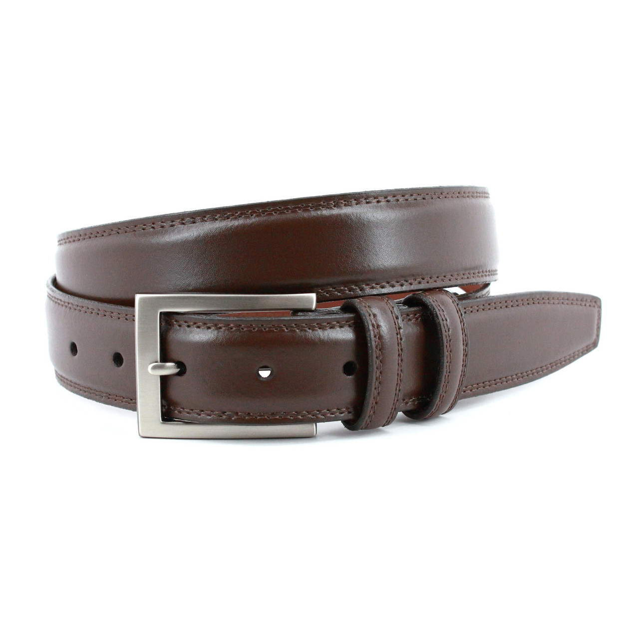 Big & Tall Italian Aniline Leather Belt - Brown