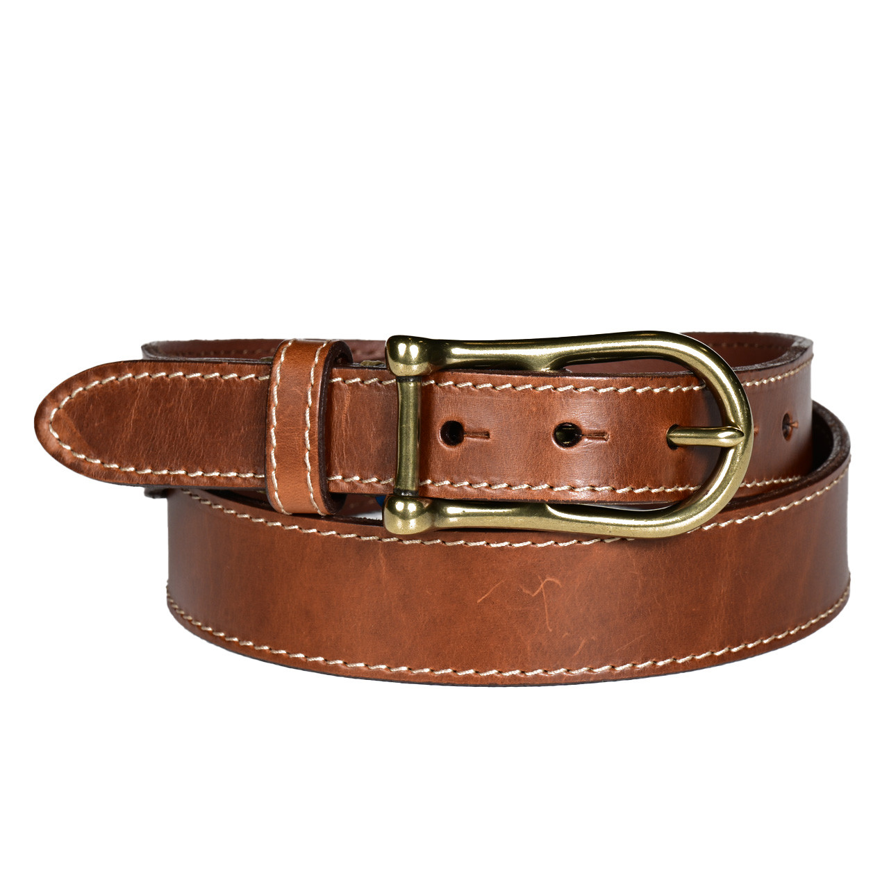Burnished Waxy Bridle Leather Belt in Copper Tan