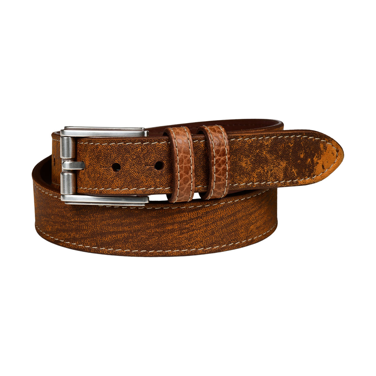 Rough Rider Sheep Skin Belt with Self Tabs in Whiskey