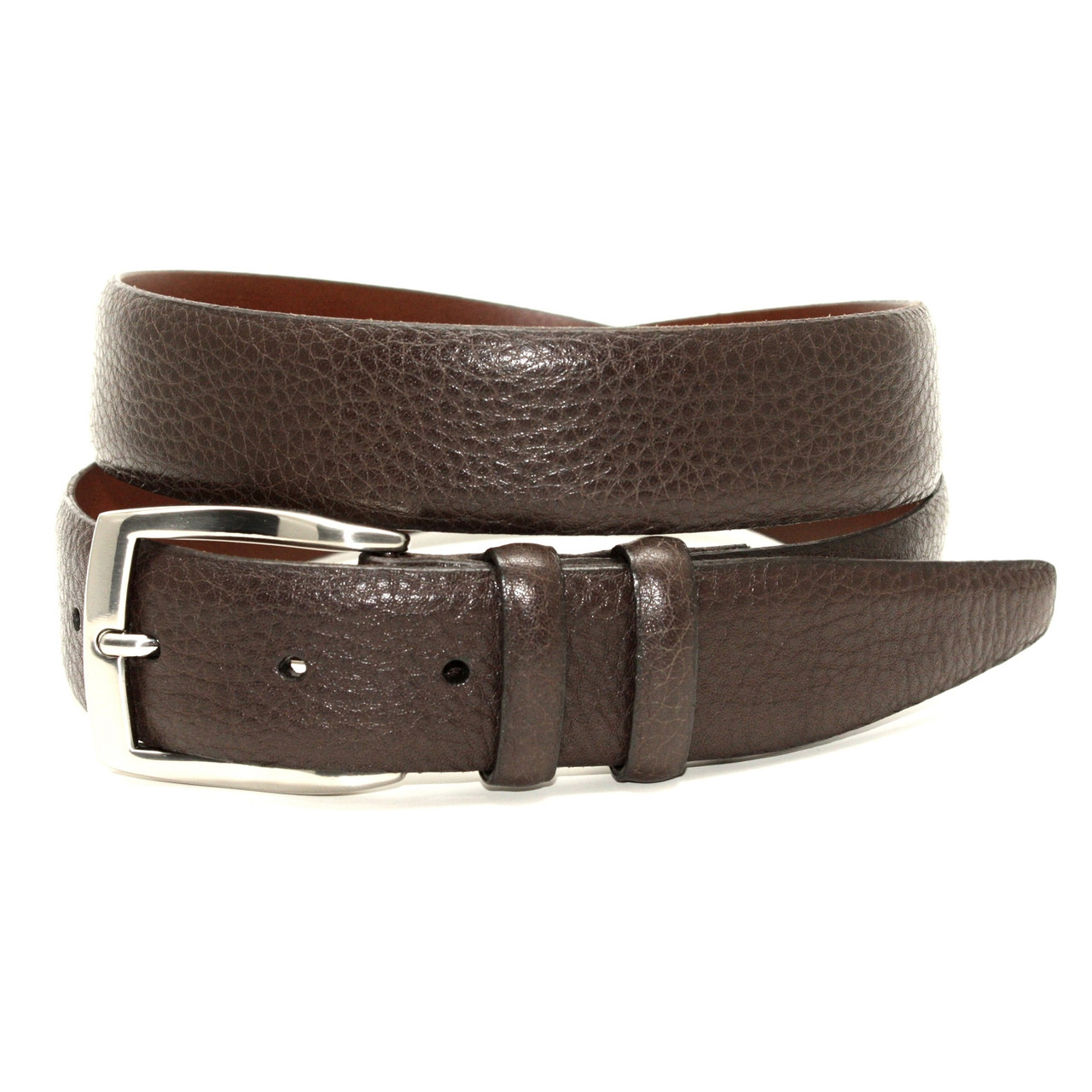 Pebble Grained Calfskin Belt - Brown