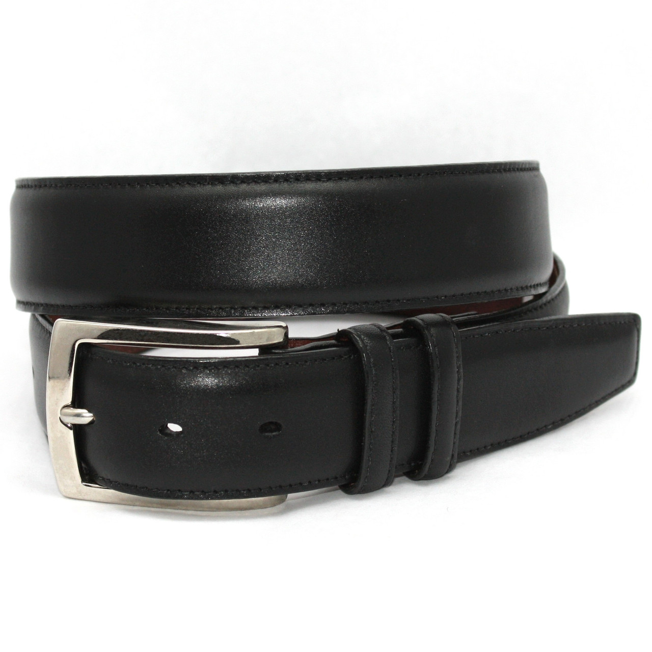 Italian Burnished Calfskin Belt - Black