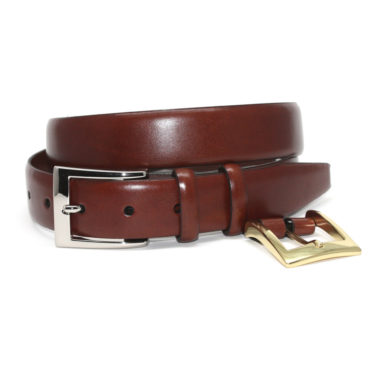 Italian Calfskin Double Buckle Option Belt - Chili